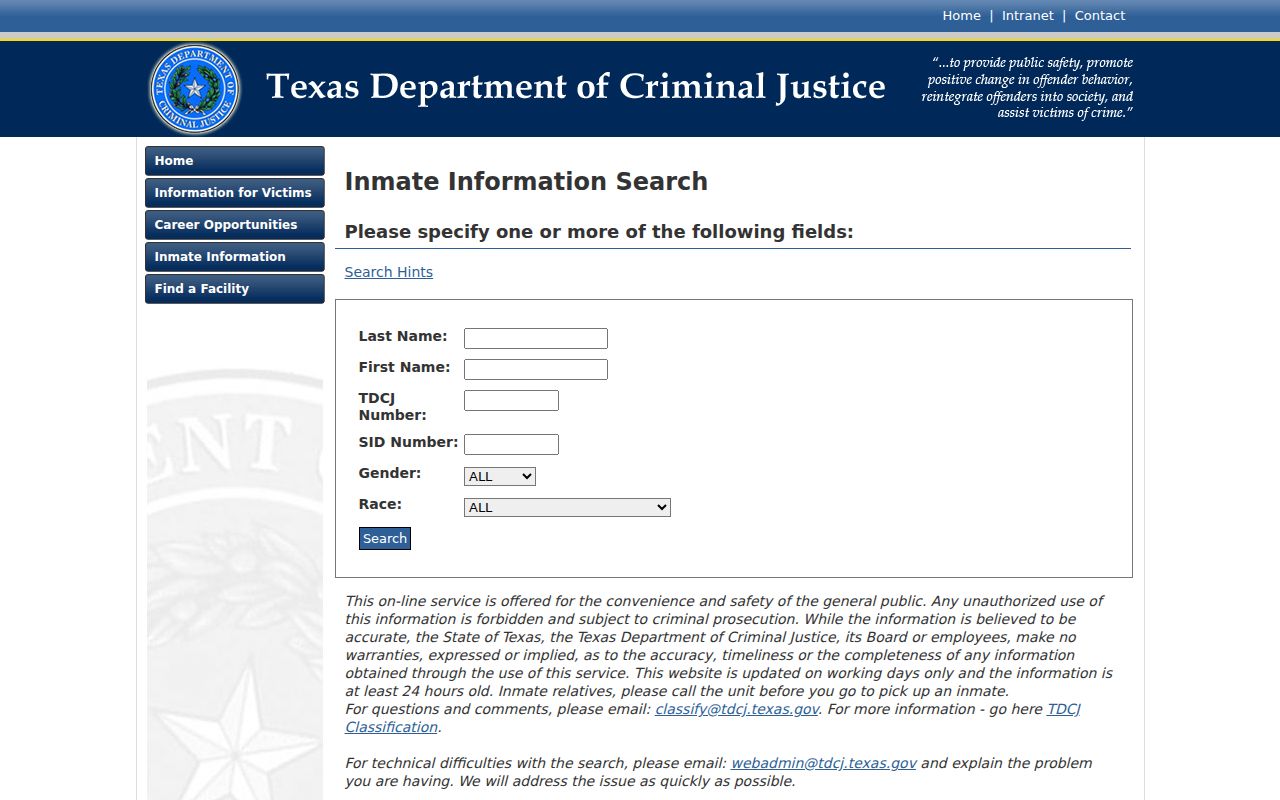 TDCJ inmate search for later custody after a Howard County arrest