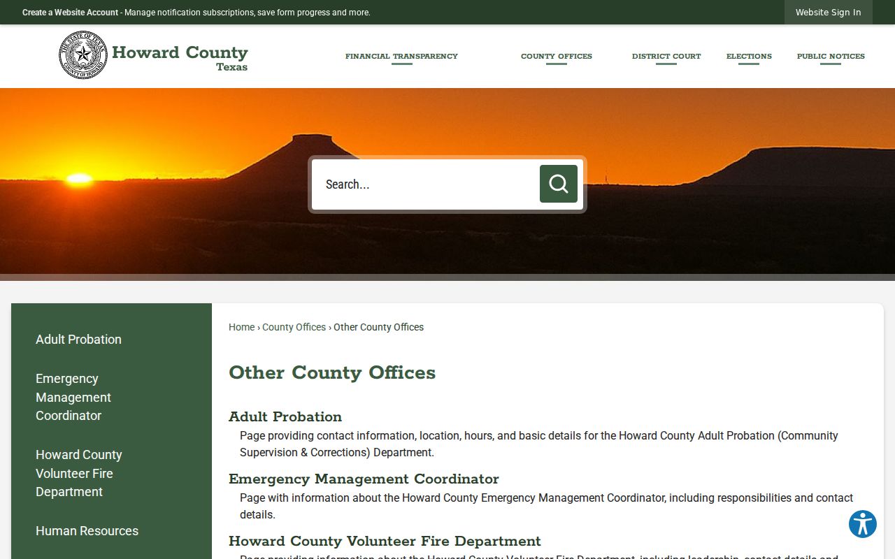 Howard County criminal history probation office directory
